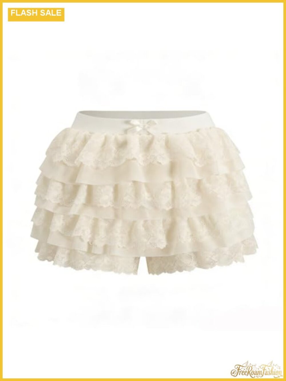 Y2K Lace Ruffle Bloomers Shorts Skirt-Like Coquette Rave Festival